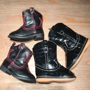 Toddler Girl Cowboy Boot Lot Size 4 (Two Pairs)